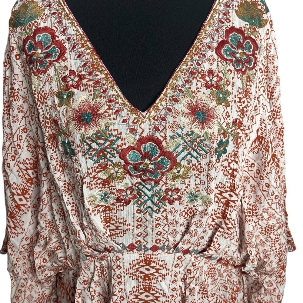 Savanna Jane Bohemian Floral Embroidered Peasant Blouse Size L NWT - Picture 3 of 7